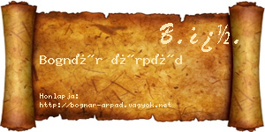 Bognár Árpád névjegykártya